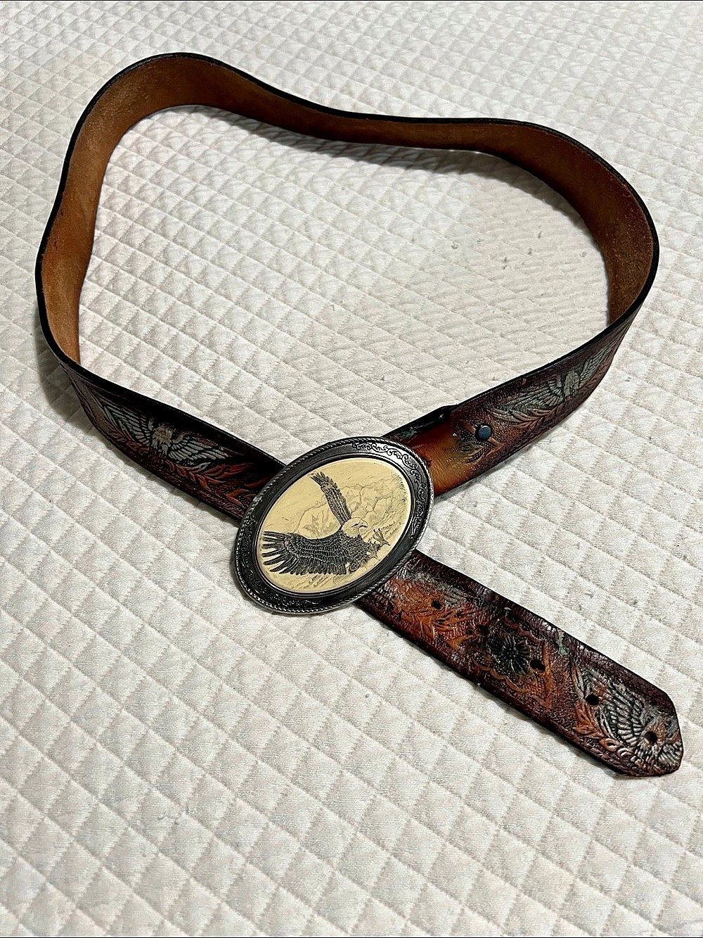 Barlow Tooled Leather Western Belt Brown
